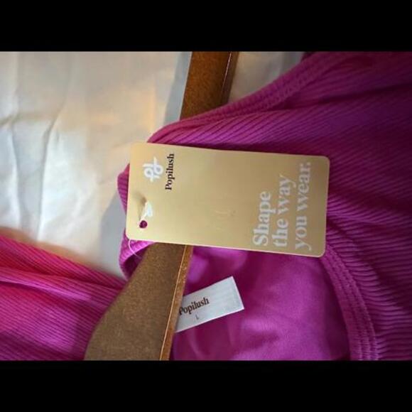 NWT Pink Popilush Shapewear Modal Crew Neck Slimming Maxi Dress, Size Large - Picture 9 of 9